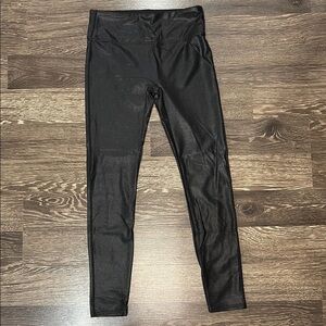 Retro Gong Woman's Faux Leather Leggings Stretch High Waisted Pleather Size Med